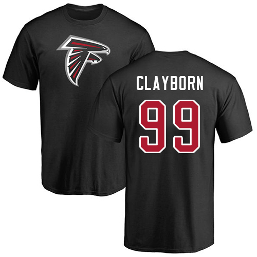 Atlanta Falcons Men Black Adrian Clayborn Name And Number Logo NFL Football #99 T Shirt->nfl t-shirts->Sports Accessory